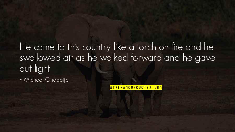 Fire And Air Quotes By Michael Ondaatje: He came to this country like a torch Fire And Air Quotes By Michael Ondaatje: He came to this country like a torch