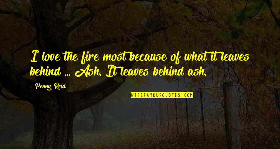 Fire And Ash Quotes By Penny Reid: I love the fire most because of what