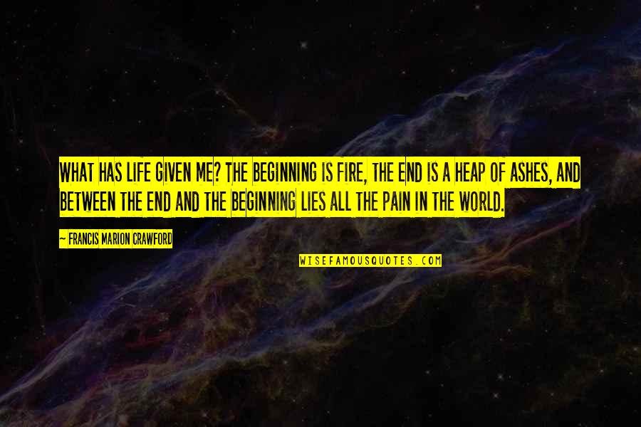 Fire And Ashes Quotes By Francis Marion Crawford: What has life given me? The beginning is
