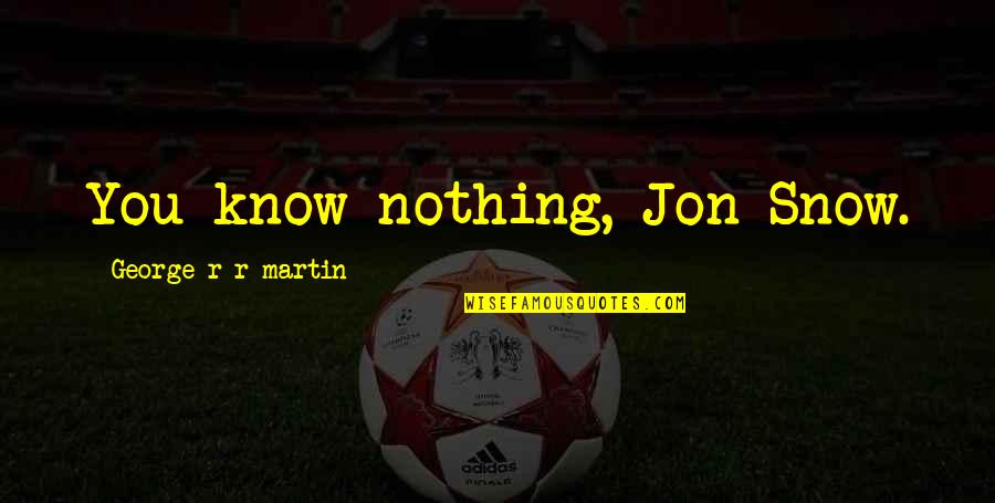 Fire And Ice Quotes By George R R Martin: You know nothing, Jon Snow.
