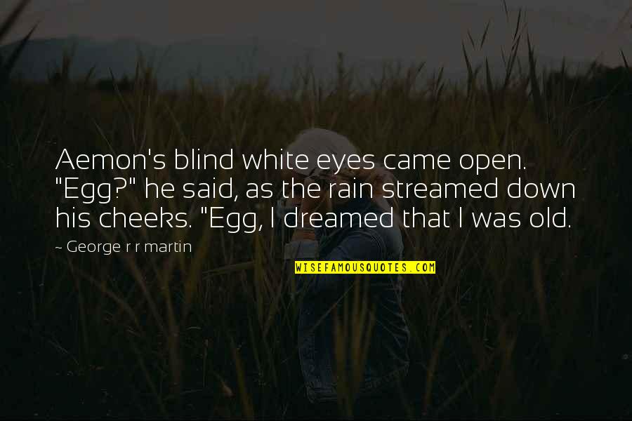 Fire And Ice Quotes By George R R Martin: Aemon's blind white eyes came open. "Egg?" he