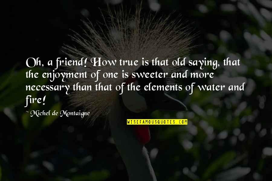 Fire And Love Quotes By Michel De Montaigne: Oh, a friend! How true is that old