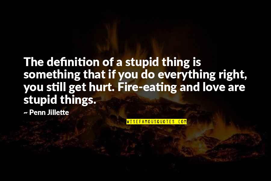 Fire And Love Quotes By Penn Jillette: The definition of a stupid thing is something