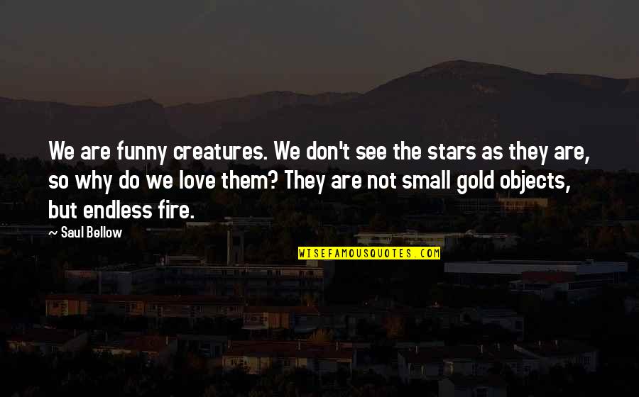 Fire Funny Quotes By Saul Bellow: We are funny creatures. We don't see the Fire Funny Quotes By Saul Bellow: We are funny creatures. We don't see the