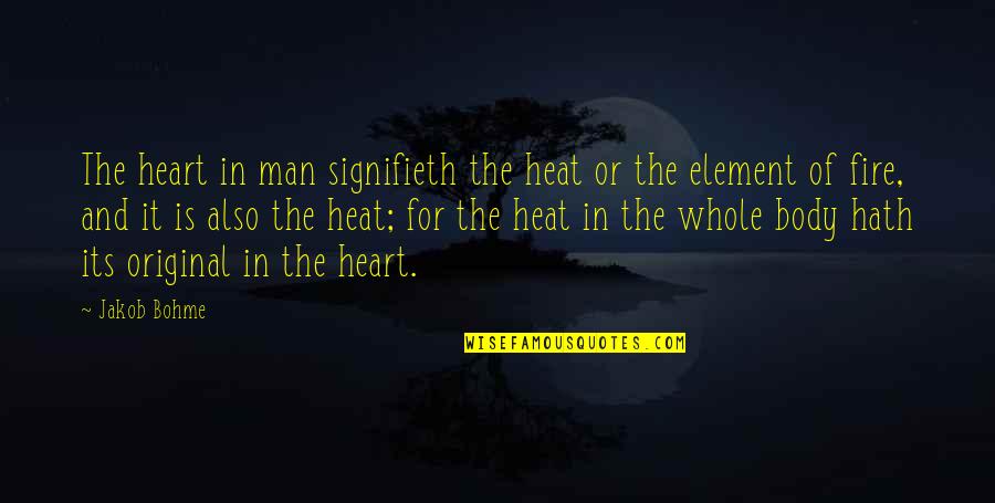 Fire In Heart Quotes By Jakob Bohme: The heart in man signifieth the heat or