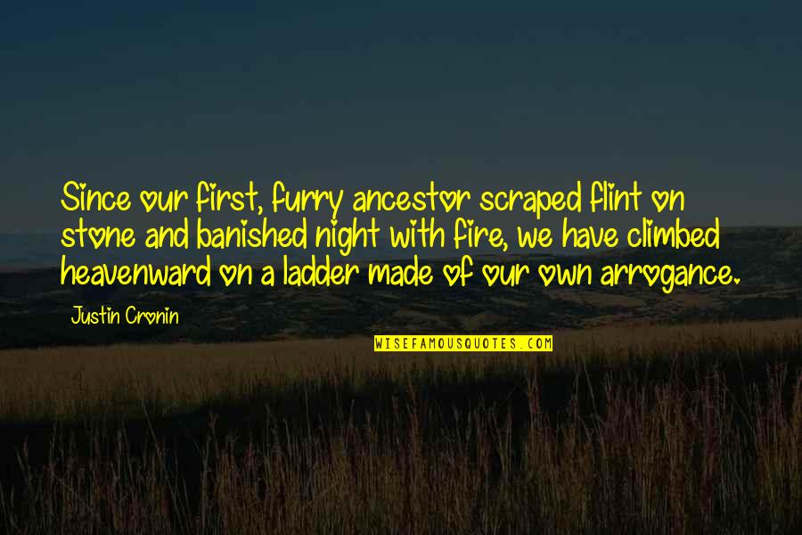 Fire In Night Quotes By Justin Cronin: Since our first, furry ancestor scraped flint on