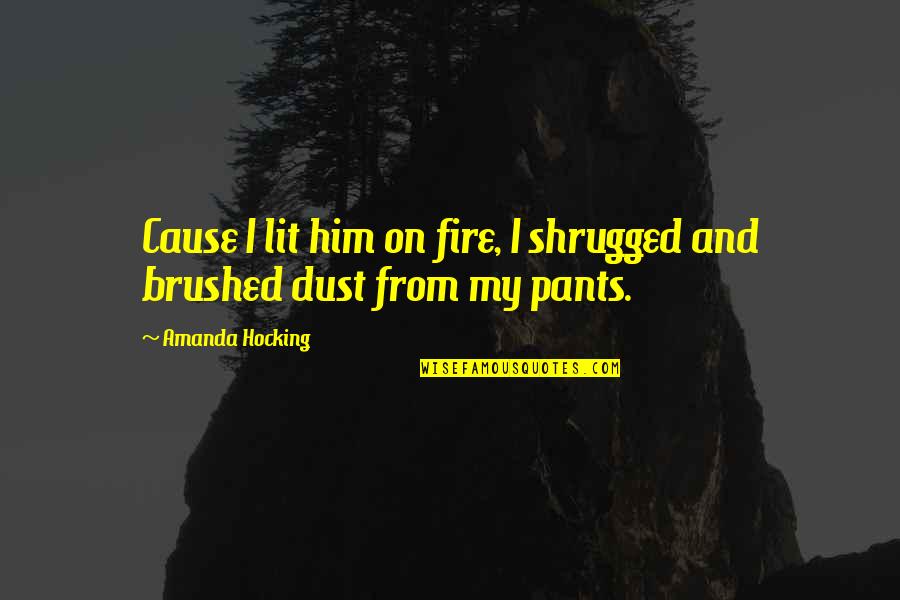 Fire Lit Quotes By Amanda Hocking: Cause I lit him on fire, I shrugged