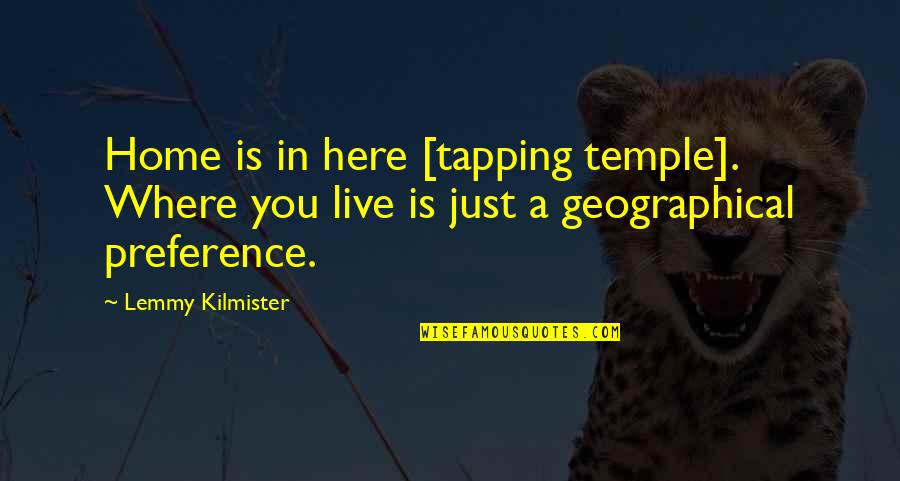 Fire Poi Quotes By Lemmy Kilmister: Home is in here [tapping temple]. Where you