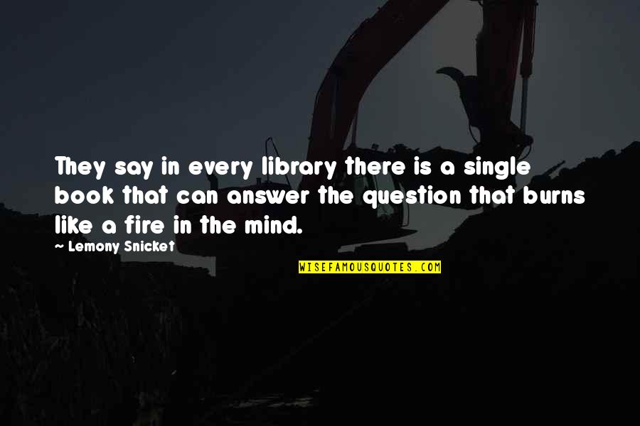 Fire That Burns Quotes By Lemony Snicket: They say in every library there is a