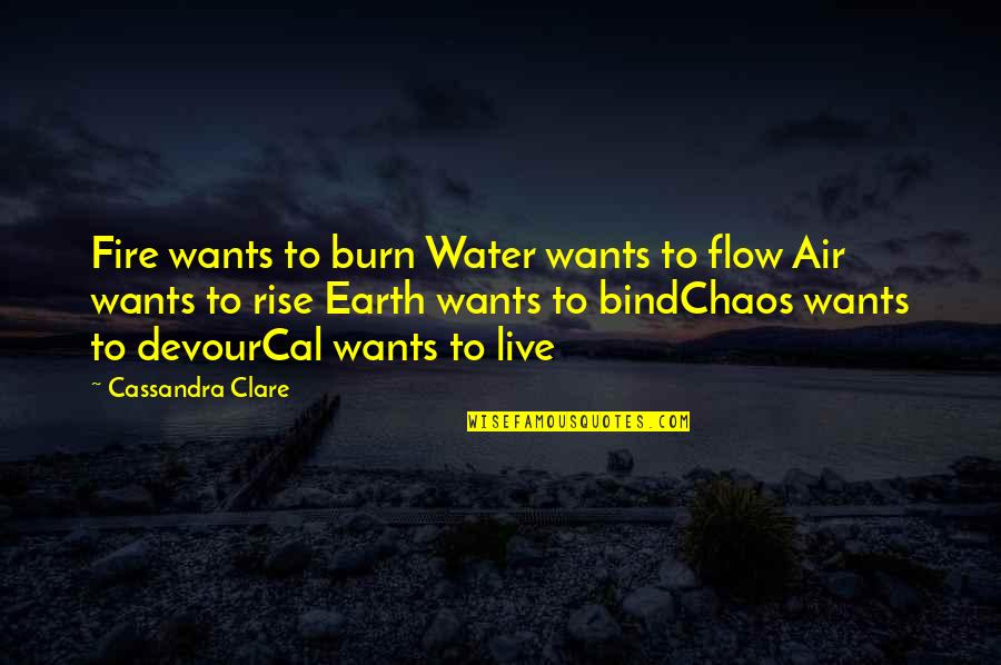 Fire Water Earth Air Quotes By Cassandra Clare: Fire wants to burn Water wants to flow