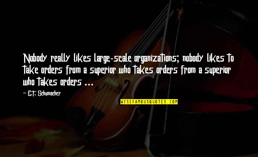 Firebomb Quotes By E.F. Schumacher: Nobody really likes large-scale organizations; nobody likes to Firebomb Quotes By E.F. Schumacher: Nobody really likes large-scale organizations; nobody likes to