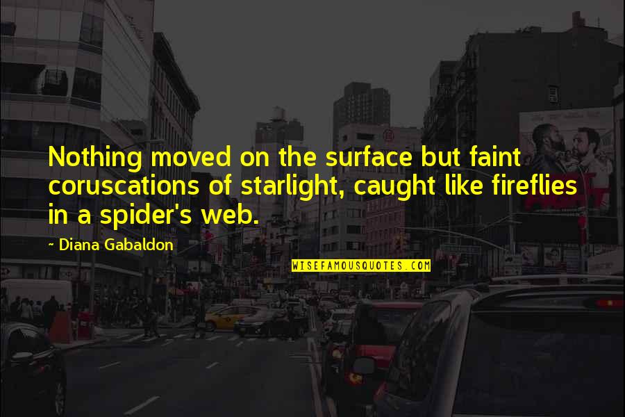 Fireflies Quotes By Diana Gabaldon: Nothing moved on the surface but faint coruscations