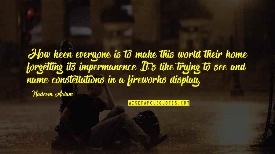 Fireworks Display Quotes By Nadeem Aslam: How keen everyone is to make this world