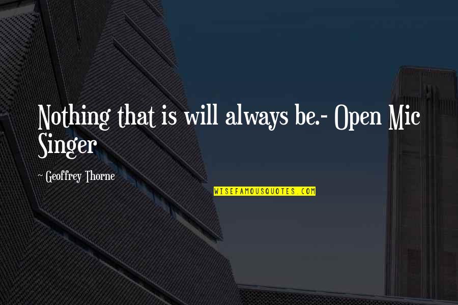 Firo Quotes By Geoffrey Thorne: Nothing that is will always be.- Open Mic Firo Quotes By Geoffrey Thorne: Nothing that is will always be.- Open Mic