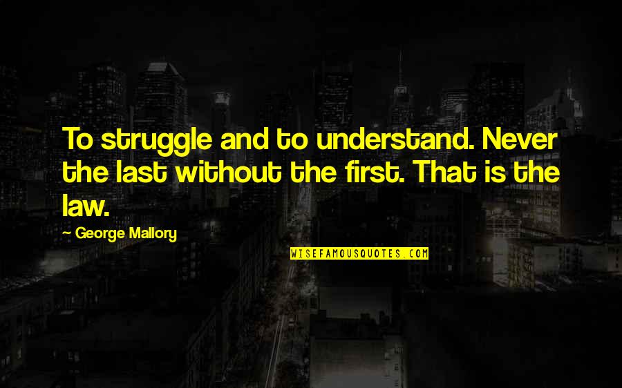 First And Last Quotes By George Mallory: To struggle and to understand. Never the last