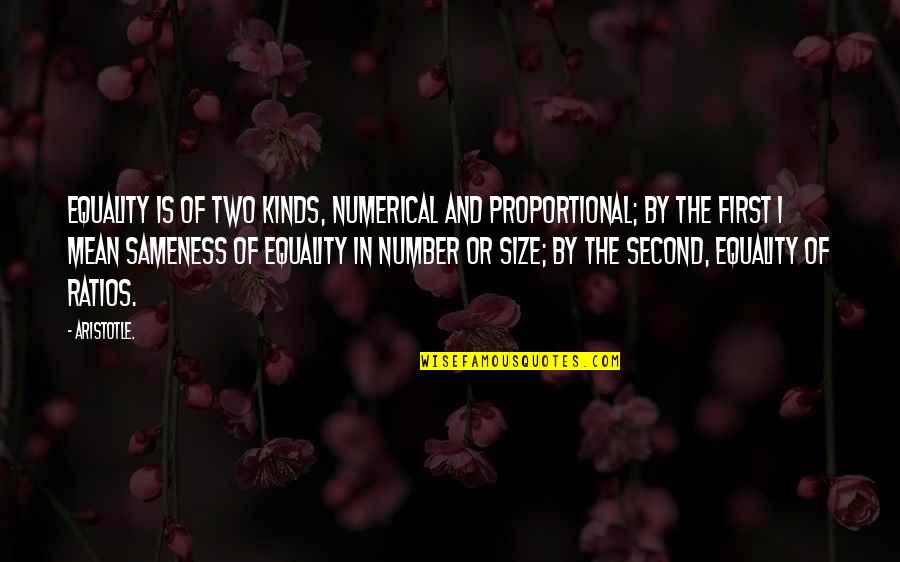 First And Second Quotes By Aristotle.: Equality is of two kinds, numerical and proportional;