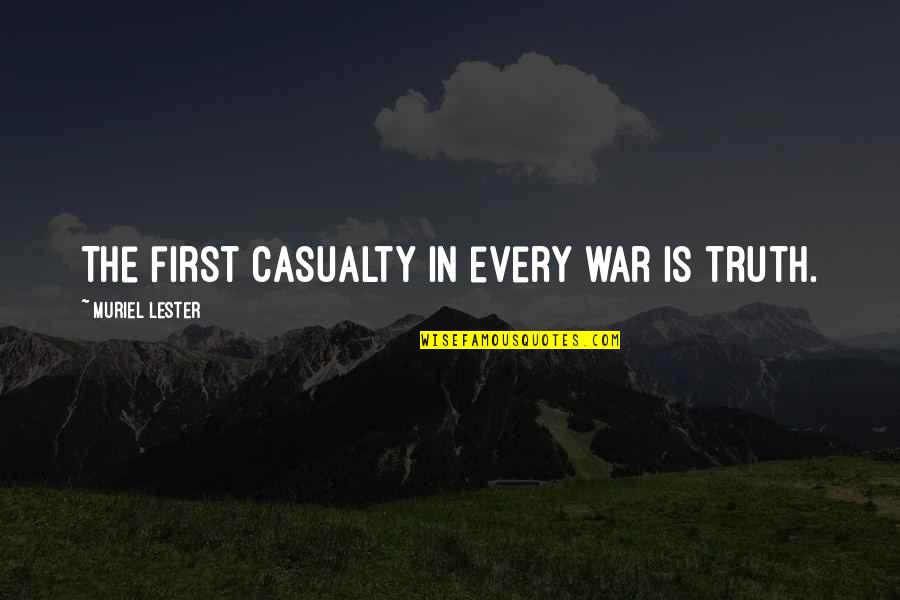 First Casualty Quotes By Muriel Lester: The first casualty in every war is truth. First Casualty Quotes By Muriel Lester: The first casualty in every war is truth.