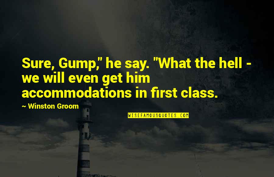 First Class Quotes By Winston Groom: Sure, Gump," he say. "What the hell -