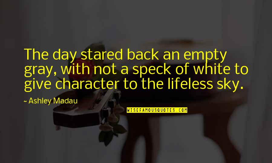 First Day Back Quotes By Ashley Madau: The day stared back an empty gray, with