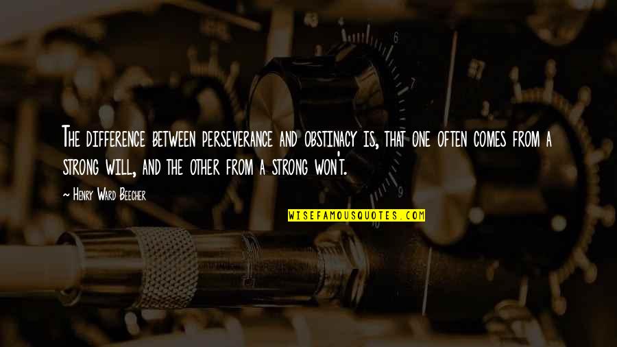 First Day Of School After Summer Holidays Quotes By Henry Ward Beecher: The difference between perseverance and obstinacy is, that