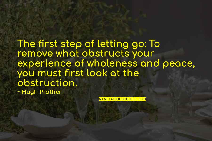 First Experience Quotes By Hugh Prather: The first step of letting go: To remove