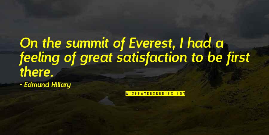 First Feeling Quotes By Edmund Hillary: On the summit of Everest, I had a