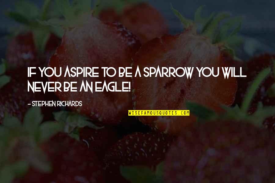 First In Math Quotes By Stephen Richards: If you aspire to be a sparrow you
