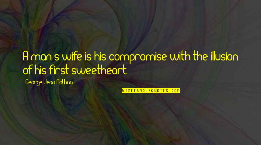 First Man Quotes By George Jean Nathan: A man's wife is his compromise with the
