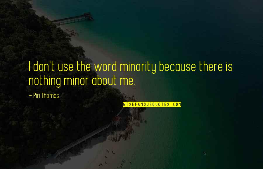 First One Awake Quotes By Piri Thomas: I don't use the word minority because there