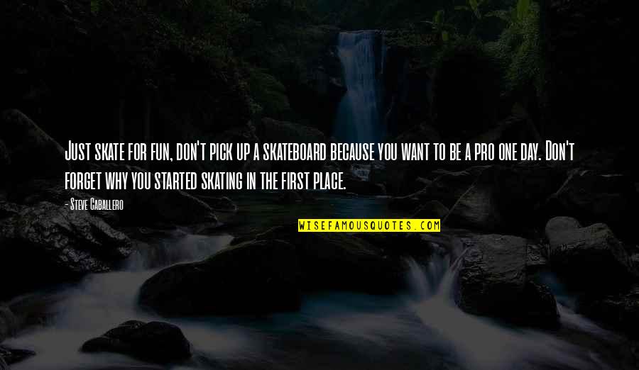 First Place Quotes By Steve Caballero: Just skate for fun, don't pick up a