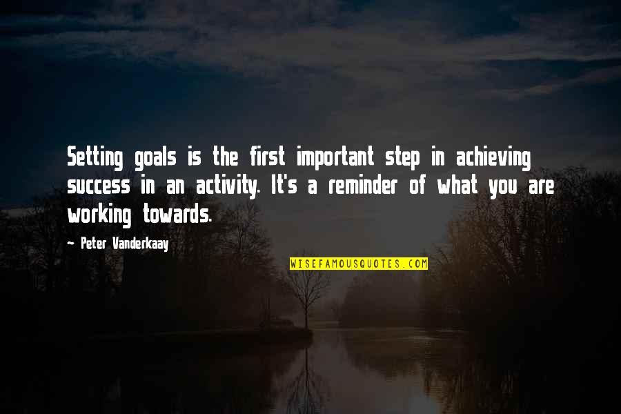 First Step Towards Success Quotes By Peter Vanderkaay: Setting goals is the first important step in