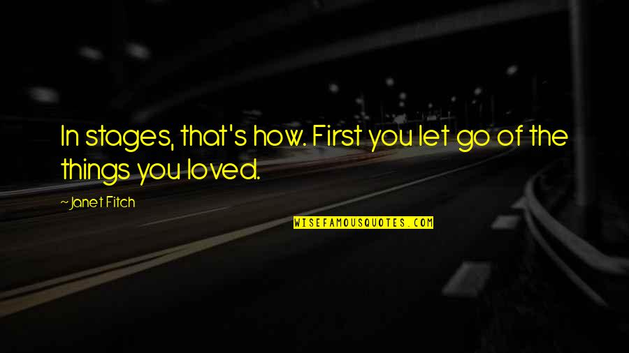 First Things First Quotes By Janet Fitch: In stages, that's how. First you let go
