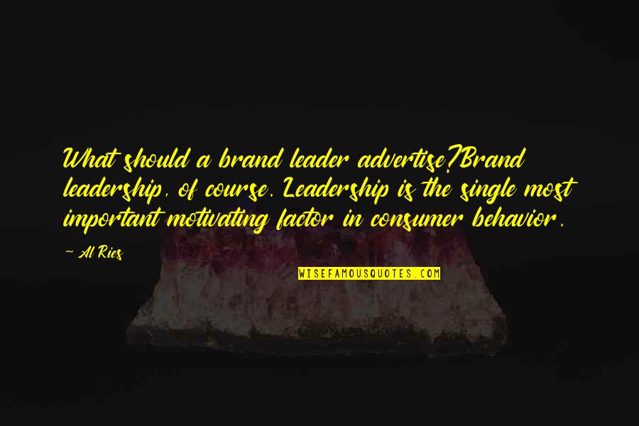 First Time Being A Aunt Quotes By Al Ries: What should a brand leader advertise?Brand leadership, of