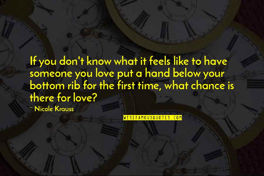 First Time Love Quotes By Nicole Krauss: If you don't know what it feels like