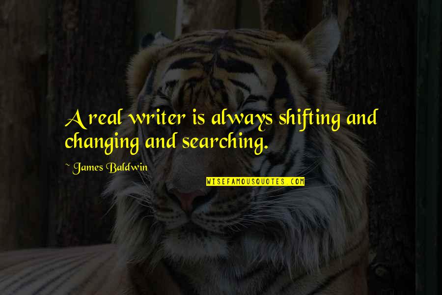 Firts Quotes By James Baldwin: A real writer is always shifting and changing