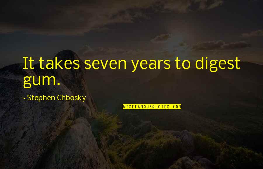 Fish Cooking Quotes By Stephen Chbosky: It takes seven years to digest gum.
