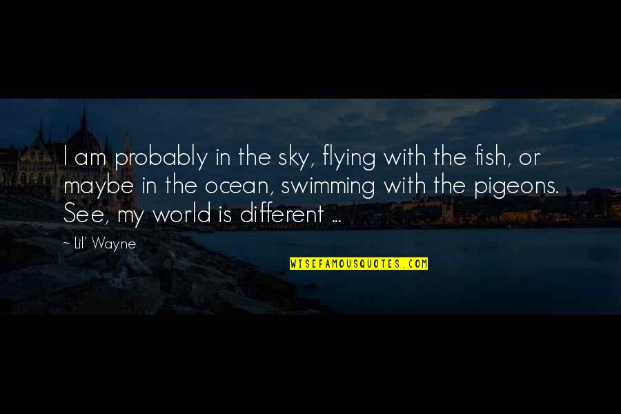 Fish In The Ocean Quotes By Lil' Wayne: I am probably in the sky, flying with