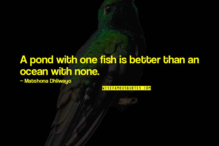 Fish In The Pond Quotes By Matshona Dhliwayo: A pond with one fish is better than