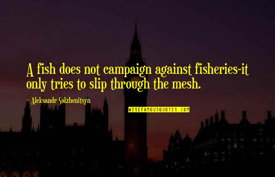 Fisheries Quotes By Aleksandr Solzhenitsyn: A fish does not campaign against fisheries-it only