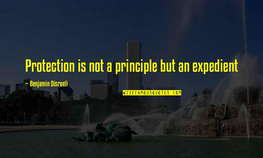 Fishgold Award Quotes By Benjamin Disraeli: Protection is not a principle but an expedient