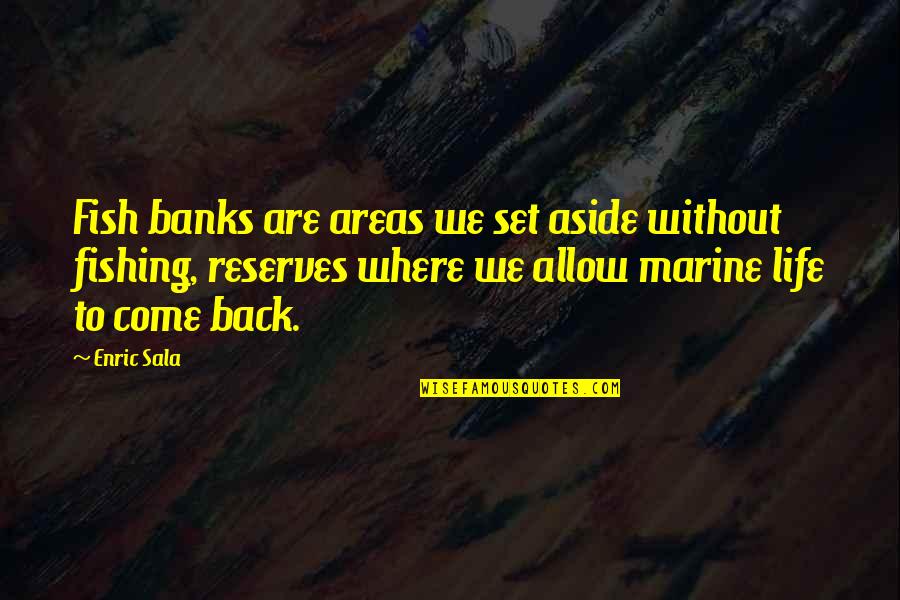 Fishing And Life Quotes By Enric Sala: Fish banks are areas we set aside without