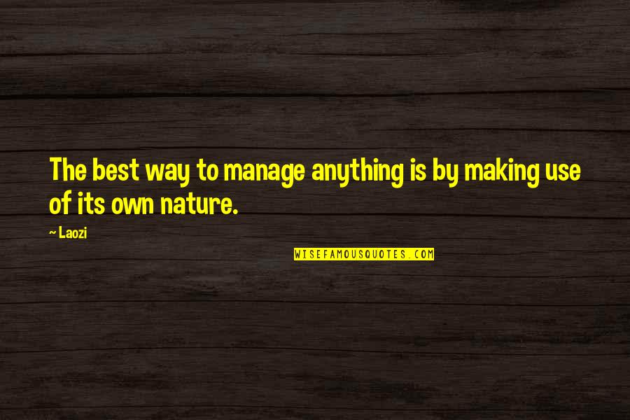 Fissions Quotes By Laozi: The best way to manage anything is by