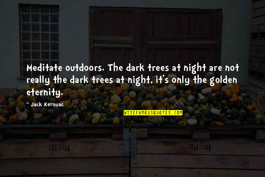 Fissman Quotes By Jack Kerouac: Meditate outdoors. The dark trees at night are