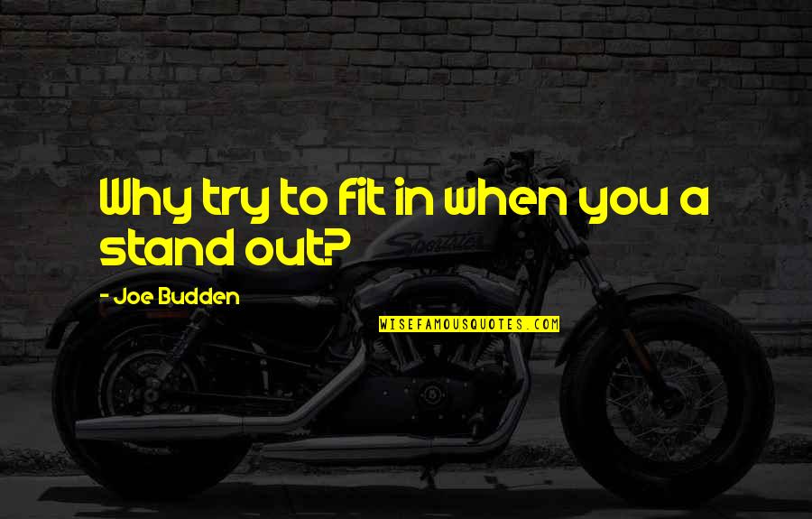 Fit In Stand Out Quotes By Joe Budden: Why try to fit in when you a