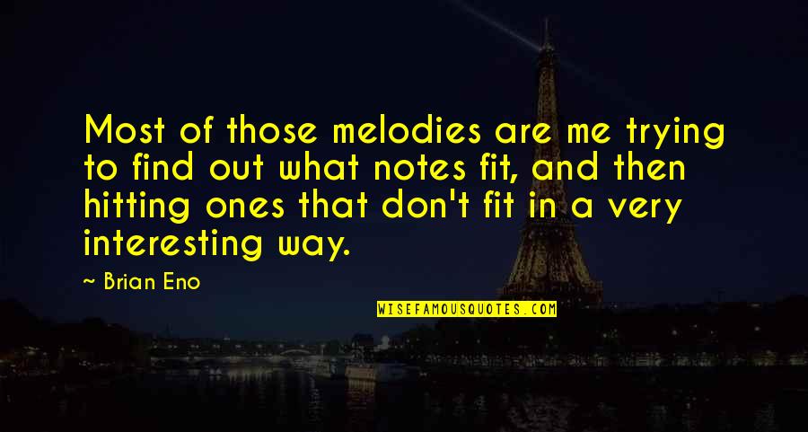 Fit Out Quotes By Brian Eno: Most of those melodies are me trying to Fit Out Quotes By Brian Eno: Most of those melodies are me trying to