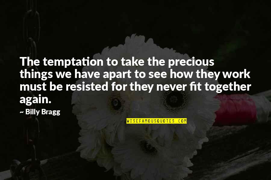 Fit To Work Quotes By Billy Bragg: The temptation to take the precious things we