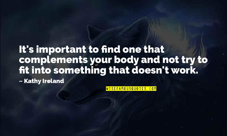Fit To Work Quotes By Kathy Ireland: It's important to find one that complements your