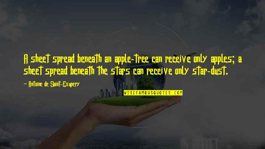 Fitness Is A Way Of Life Quotes By Antoine De Saint-Exupery: A sheet spread beneath an apple-tree can receive