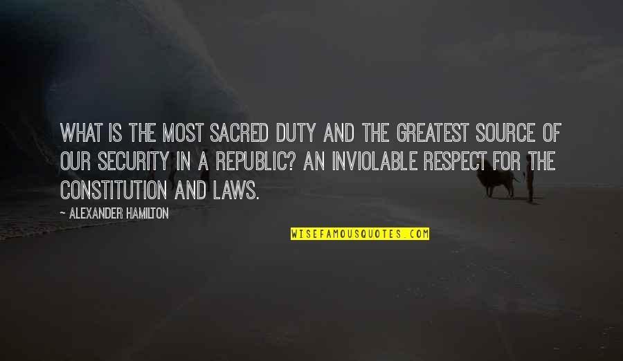 Fitrah Quotes By Alexander Hamilton: What is the most sacred duty and the