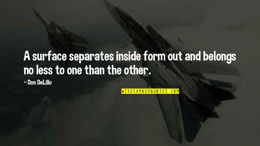 Fitriansyah Quotes By Don DeLillo: A surface separates inside form out and belongs